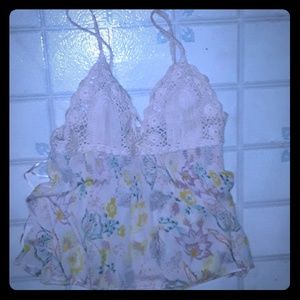 Free people crochet tie on back flowy tank